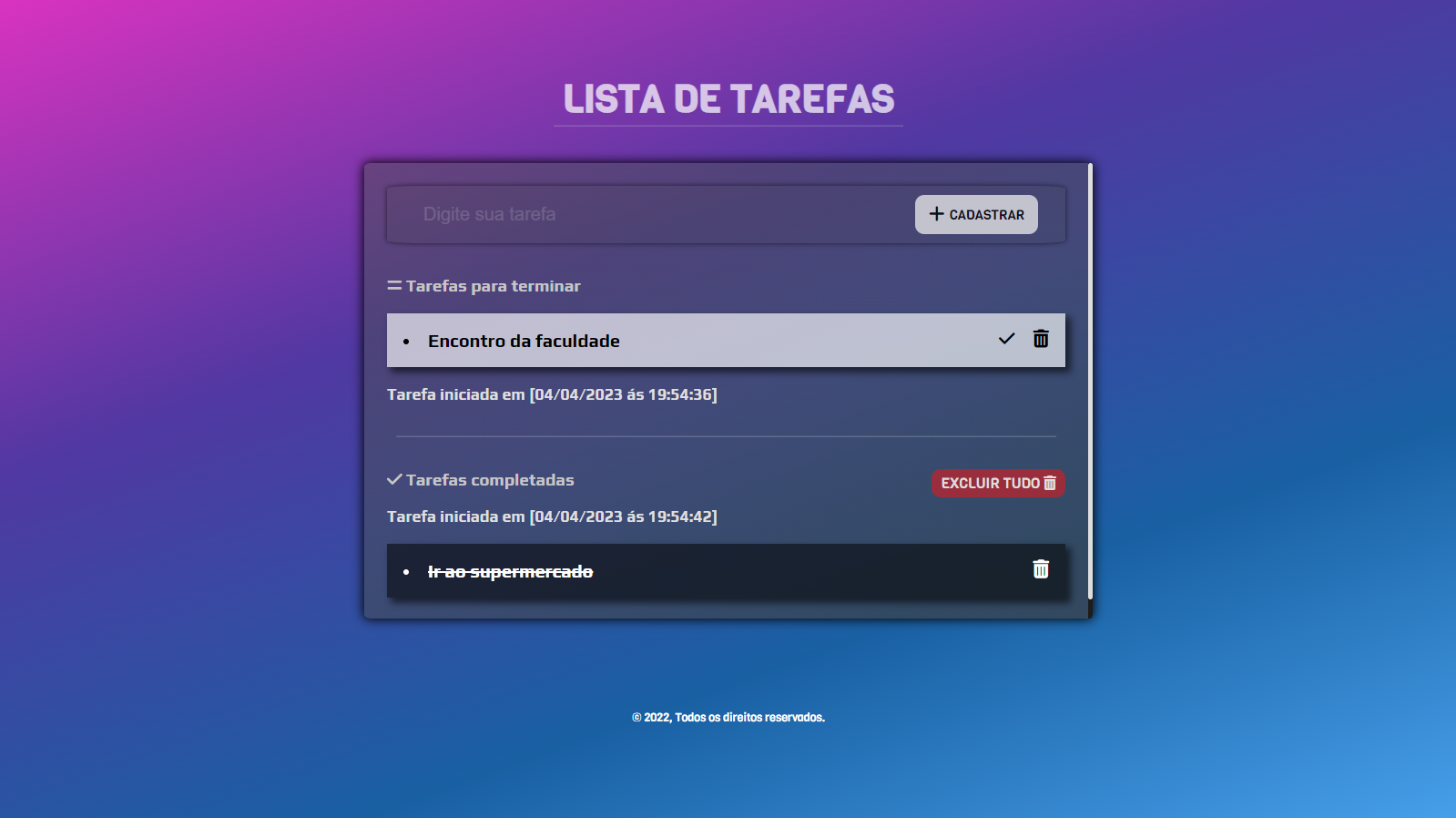 Landing page Lista de tarefa
